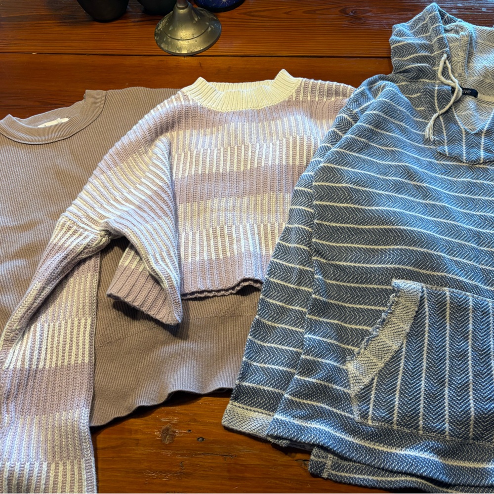 Batch of 3: Striped Sweater Bundle in Blue and Purple
